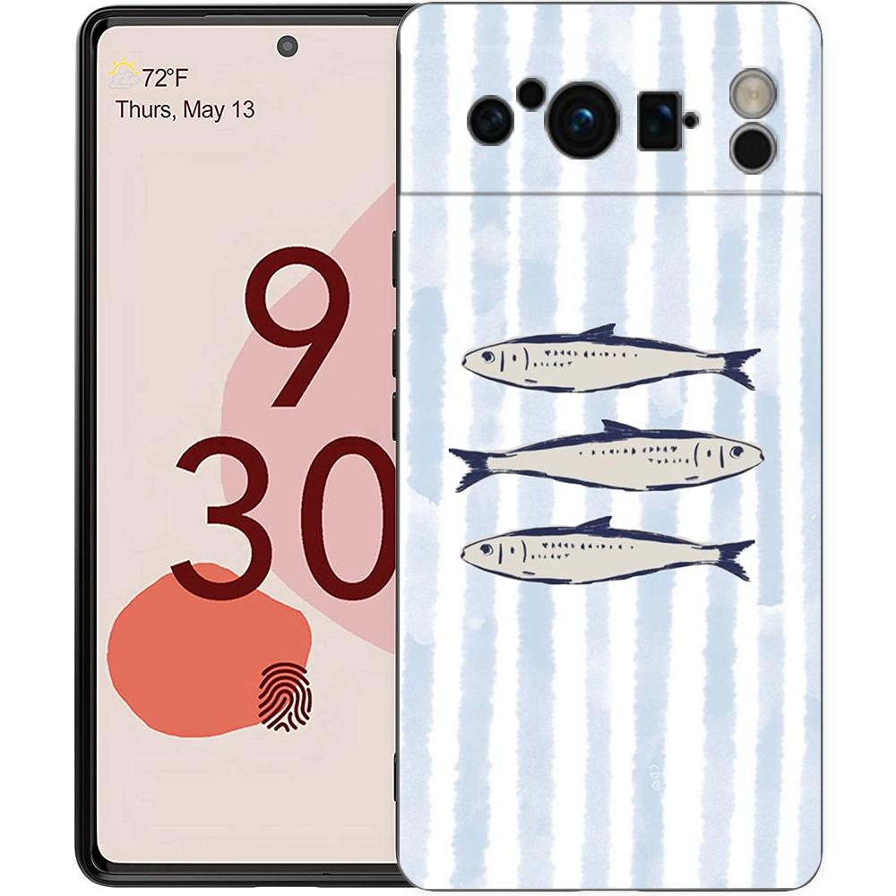 Сардины морепродукт Чехол для телефона для Google Pixel 10A 10 9 8 7 6 Pro XL 9A 8A 6A 7A 5G Мягкий ударопрочный ТПУ Черная крышка