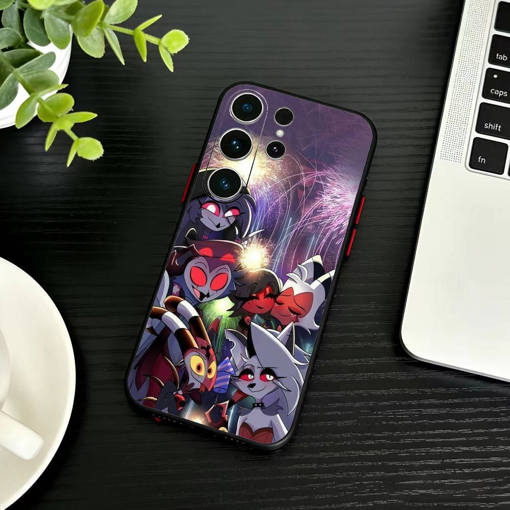 Чехол для телефона H-Helluva Boss для Samsung S26, S25, S24, S23, S22, S21, S20, Ultra, Plus, FE Черный Мягкий Чехол
