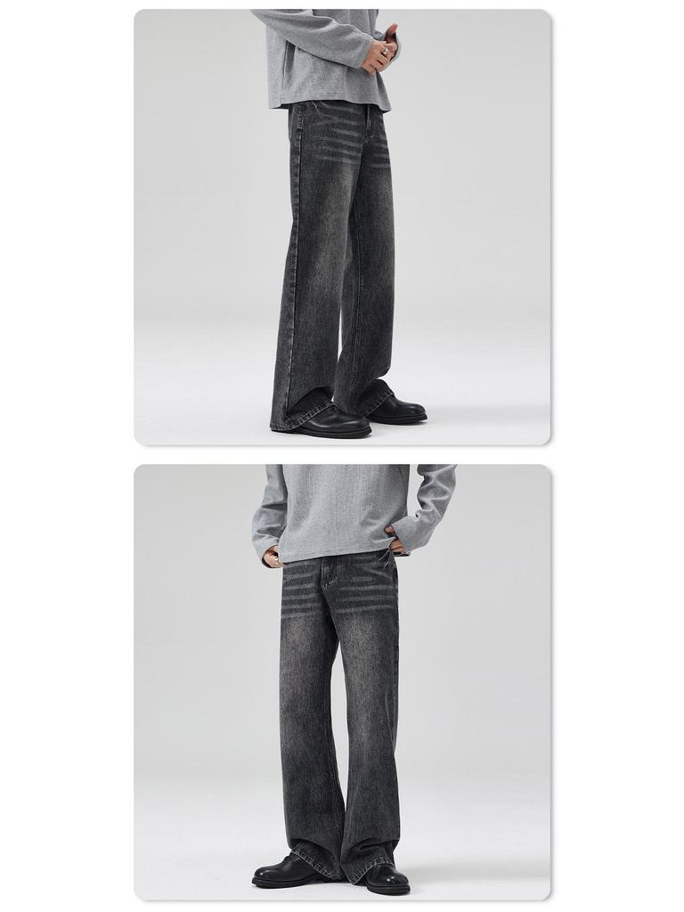 LKTM Унисекс Винтажные Выбеленные Черные Серые Зауженные Джинсы Микроклеш