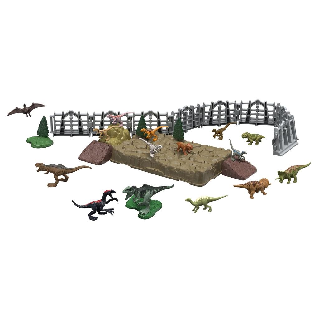 Mattel JURASSIC WORLD New Ruler Mini Figure Set with Cleanup Box Years Old and HJB16 [Игрушка динозавр] [4 шт.] [Подарок]