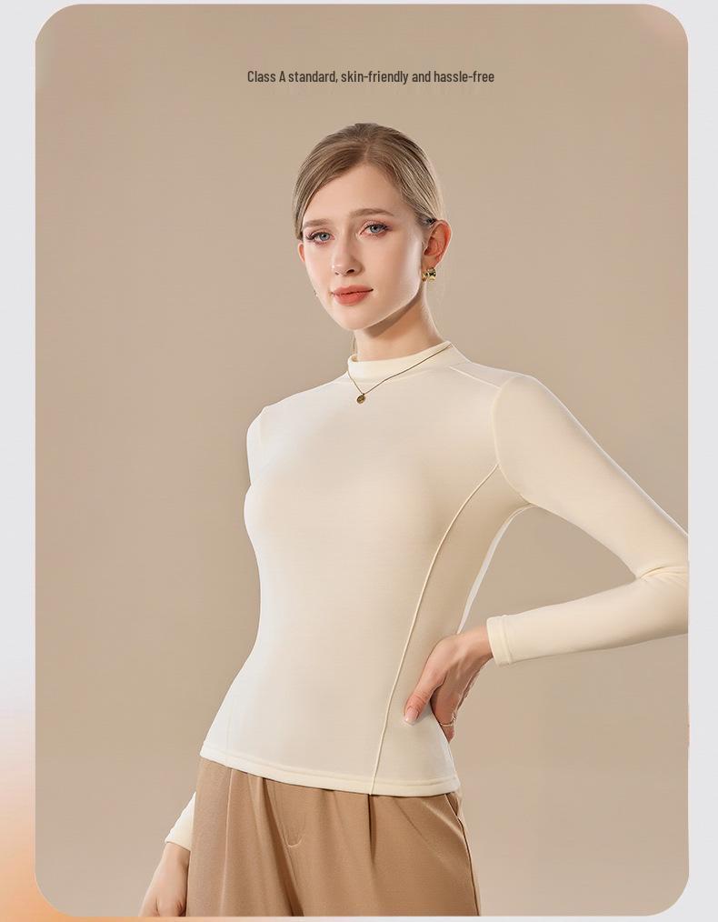 Slim-Fit Half-High Neck German Velvet Warm Mid-Neck Cashmere Knitwear Top