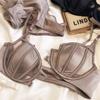 New Summer Lace Thin Cup Women Underwear Sexy Front Buckle Push Up Bra Set Adjustable Strap Brassiere Beautiful Back Lingerie