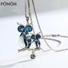 New Crystal Double Owl Long Pendant Necklace Women Fashion Sweater Necklaces Jewelry Accessories