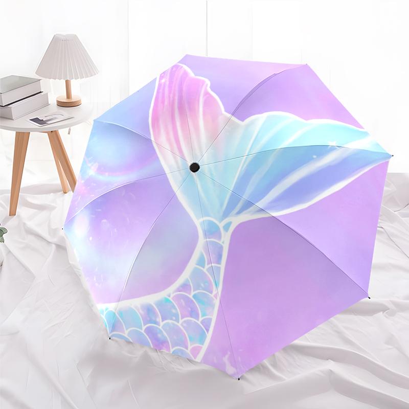 Mermaid Fashionable Automatic Opening/Closing Folding Umbrella. Portable and Foldable, Ideal for Gift, Travel, and Daily Use.