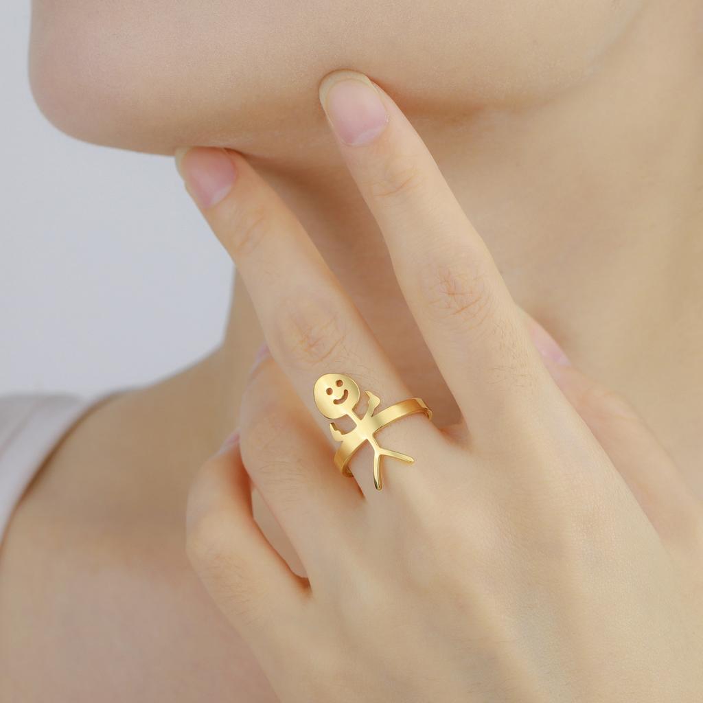 Кольцо со смайликом из нержавеющей стали в европейском и американском стиле, новое, игривое, забавное, милое