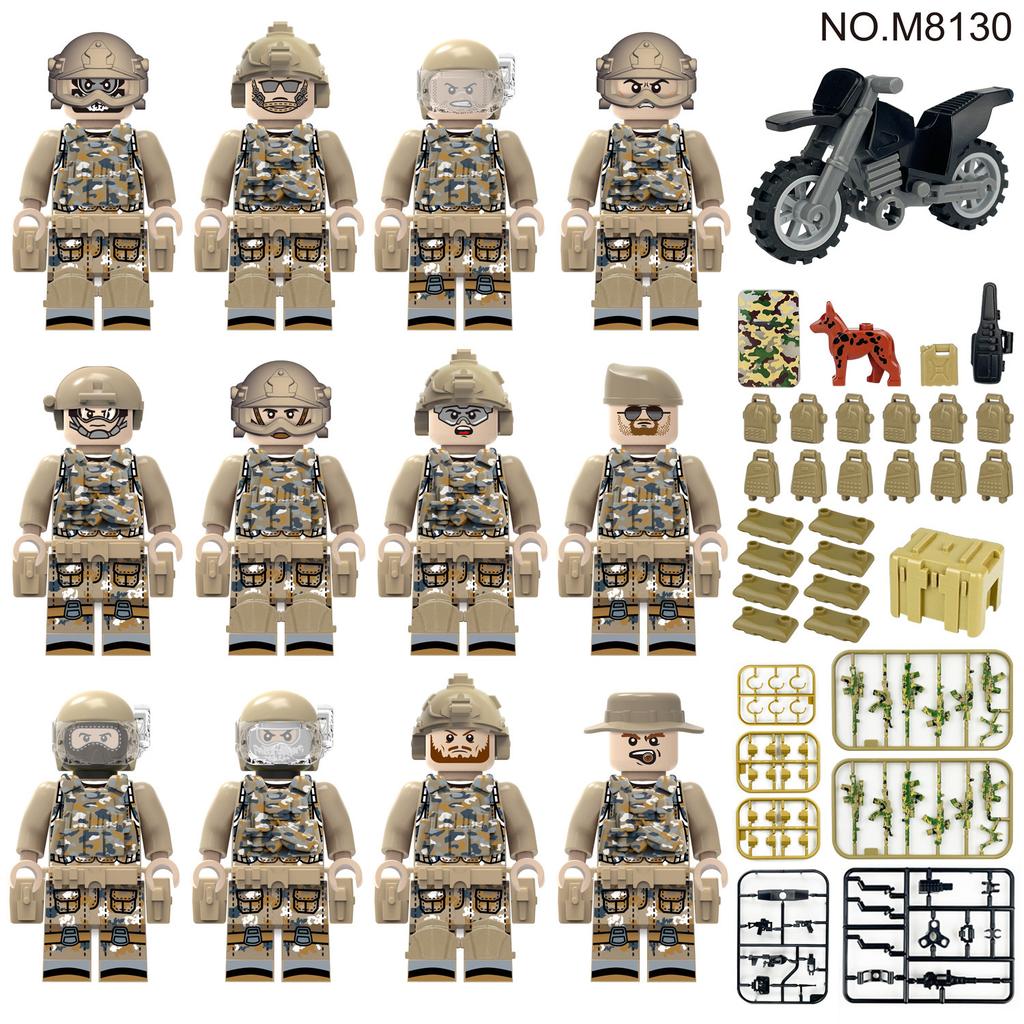 48 Children'S Small Particle Building Block Toys Motorcycle Weapon Accessories Military Minifigures