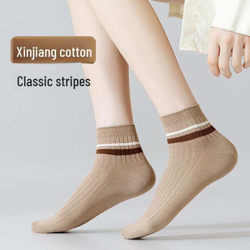 Женские короткие носки на весну и лето - мягкий хлопок с двойной вязкой Майяра, модный универсальный стиль.