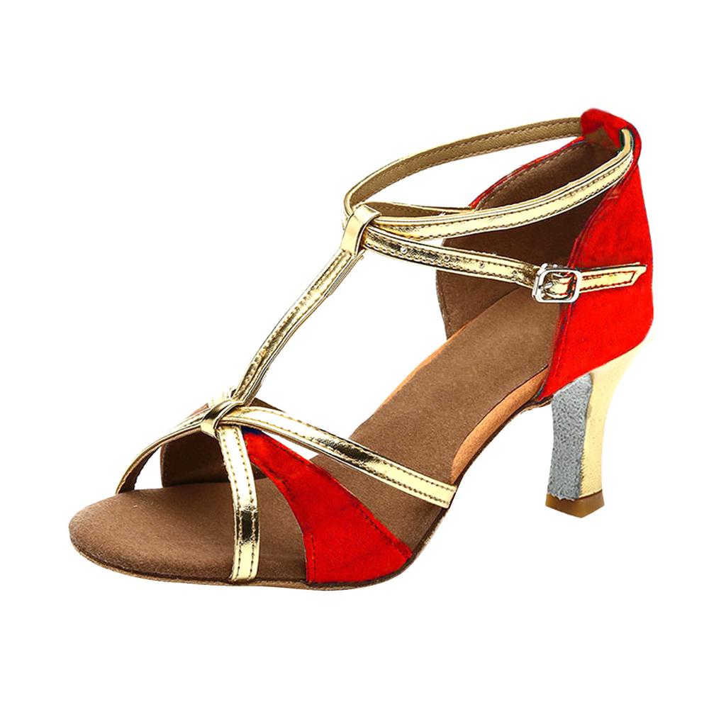 Женские цветные модные сандалии для бальных танцев, румбы, вальса, выпускного вечера, латиноамериканских танцев