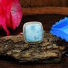 Solid 925 Sterling Silver Natural Larimar Gemstone Cushion Ring Handmade Jewelry Bohemian Ring Statement Jewelry