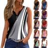 Women's T Shirt Tee Print Button Sleeveless Daily Weekend Fashion Basic V- Neck Regular Top