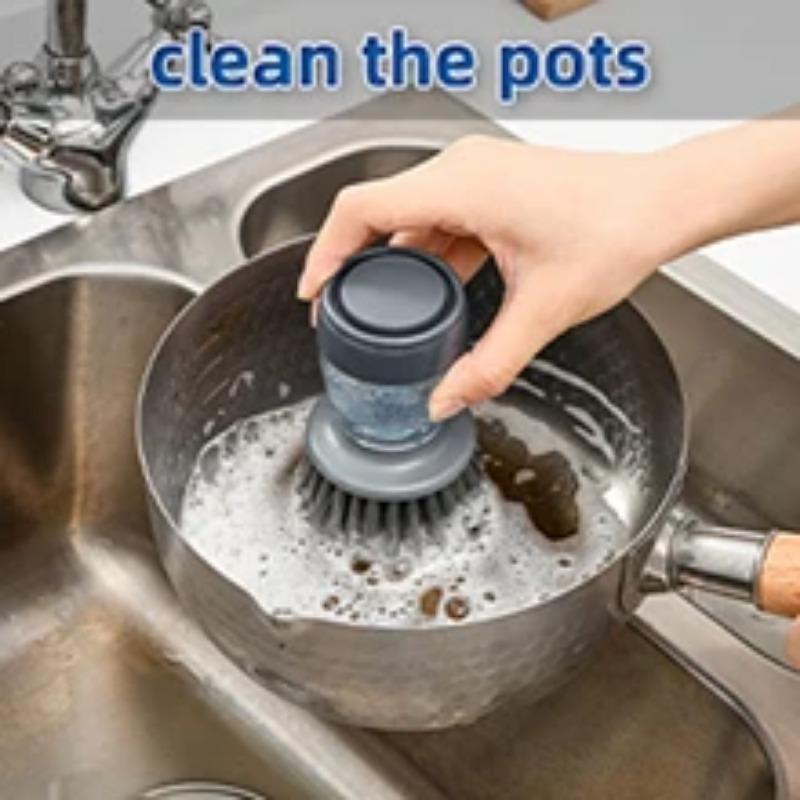 Набор из 2 щеток для мытья посуды с дозатором мыла, набор кухонных скребков для мытья посуды с поддоном для слива для мытья тарелок/кастрюль