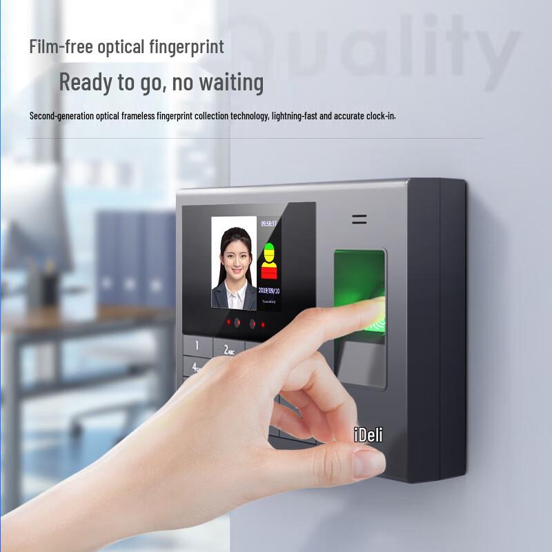 Deli 3765 WiFi Face & Fingerprint Time Clock CN plug (adapter included)