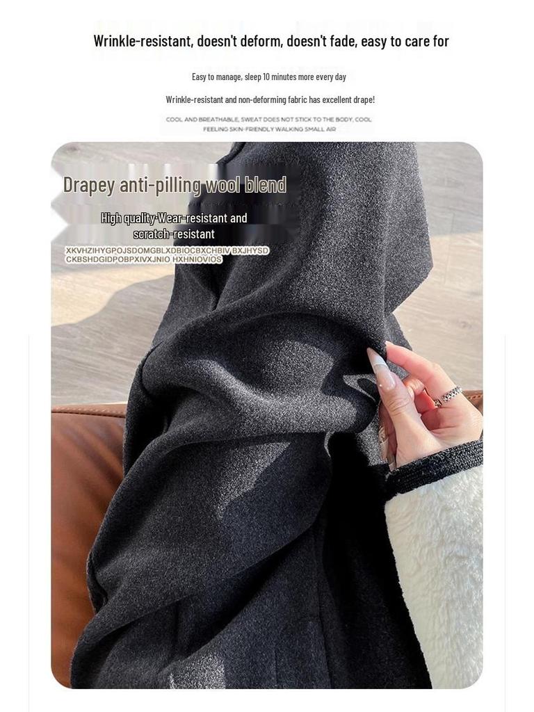 Женские черные шерстяные брюки с высокой посадкой и широкими штанинами, осень/зима 2024