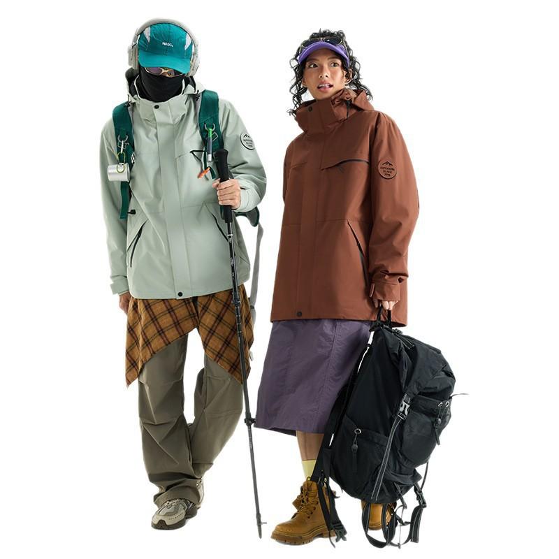 Men Women 3-in-1 Lightweight Waterproof Windproof Hiking Jacket With Removable Down Liner Outdoor Trekking Camping