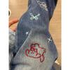 Women's High-Waist Retro Embroidered Jeans - Autumn 2025: Slimming Straight and Wide Leg Options