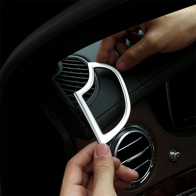 2 шт./компл., Стайлинг автомобиля, ABS, хромированная приборная панель, накладка на розетку кондиционера, подходит для Mercedes Benz W222 S Class