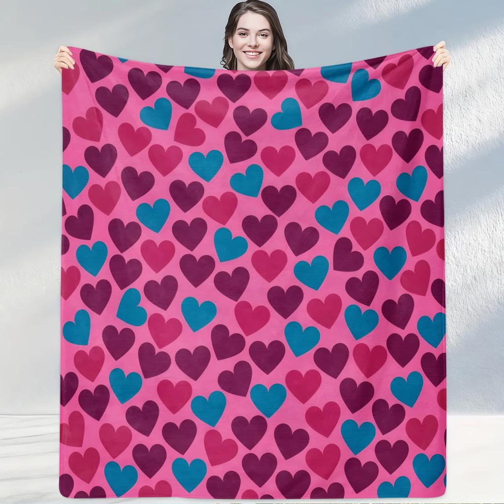 Black Colorful Heart Star Blanket Vibrant Plush Throw for Living Rooms Bedrooms Fits Lively Playful Home Decor and Sofas