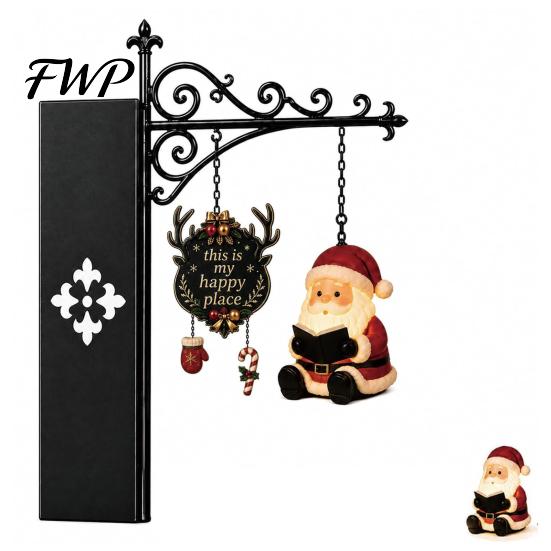 Christmas Gift for Book Lovers Shelf Light, Iron Bookend Night Lamp with Santa Holiday Desktop Ornament Reindeer Snowman, Warm Glow Tabletop