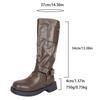 Chunky Platform Biker Boots for Women 2025 Autumn Winter Knee High Boots Woman Fashion Belt Buckle PU Leather Long Botas Mujer