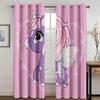 Children's Favorite Unicorn Curtains Cartoon Rainbow Horse Curtains 2 Panel Girls Room Bedroom Living Room Window Decor Curtains