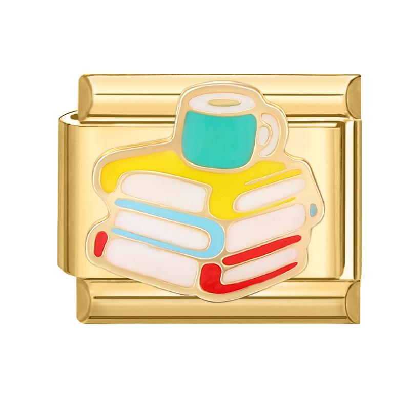 Винтажные Солнечный Дикий Сердце Луна Циркон Золотой Цвет Итальянские Шарм-Звенья Подходят для 9мм Браслета из Нержавеющей Стали Ювелирные Изделия DIY Изготовление Подарков