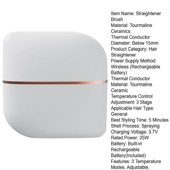 Мини-щетка-выпрямитель для волос, 3 регулируемых температурных режима, перезаряжаемая, портативная, дорожная, легкая, быстрый нагрев, горячая расческа, электрическая щетка для укладки волос