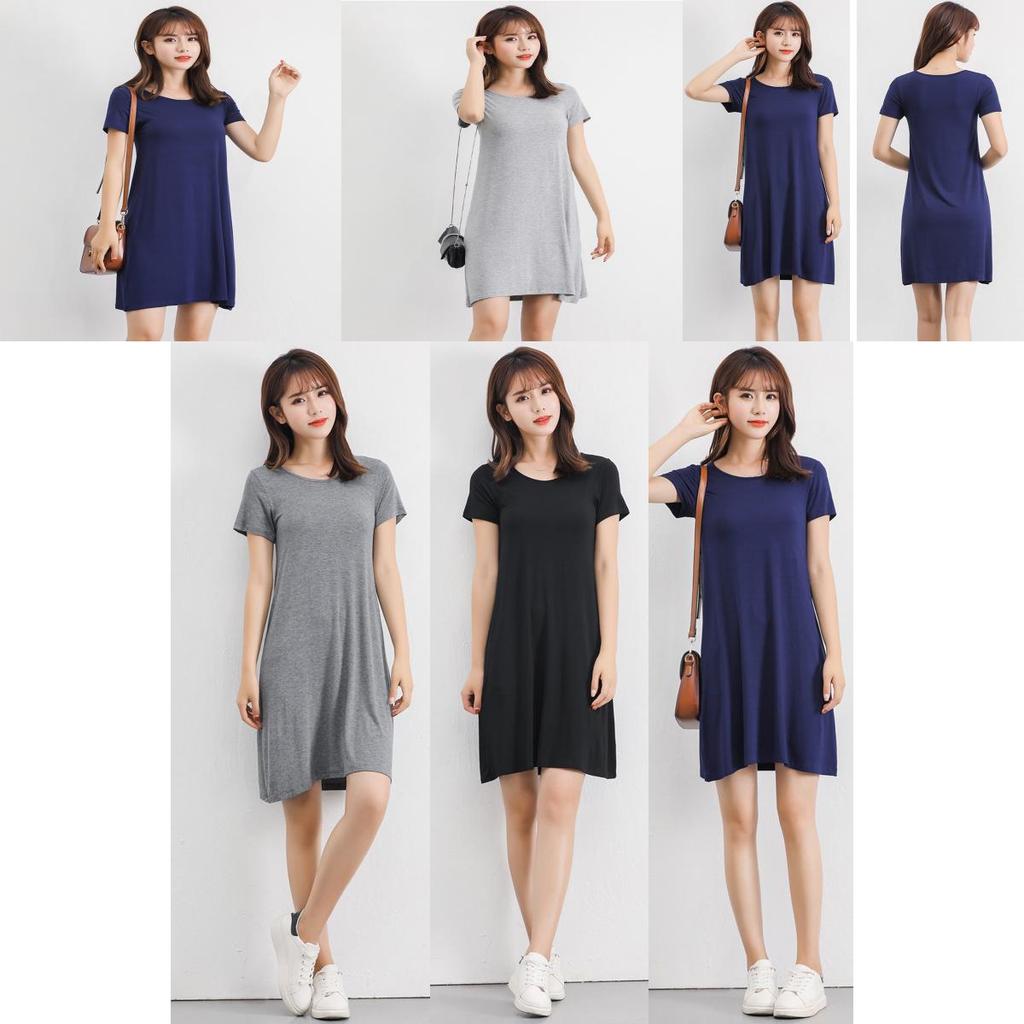 Женское летнее повседневное платье-сарафан с коротким рукавом, мини-платье-футболка из яркого модала