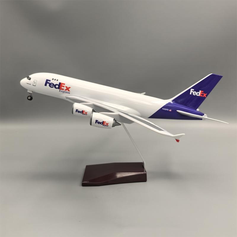 47 см Самолет A380 FedEx Cargo Масштаб 1/160 С подставкой для самолета и колесами Металл Смола Коллекция моделей самолетов Подарок Сувенир