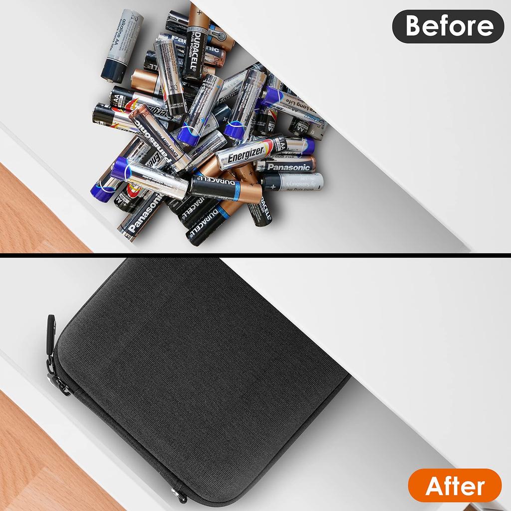 Linkidea Маленький Жесткий Чехол Органайзер Коробка для Хранения Переноска Держатель Контейнер Вмещает 31 AA AAA 9V CD - (Темно-серый)