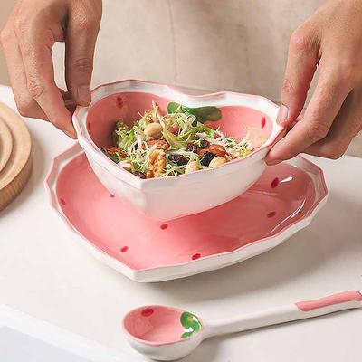 Чаша для клубники, набор ложек, тарелок, красивая миска в форме сердца для девушки, салатница, десерт, бытовая посуда