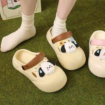 Модные женские сандалии на платформе, милые клоги DIY с собачкой, новая летняя обувь 2025 года, женские уличные пляжные шлепанцы, мягкие EVA, шлепанцы для девочек