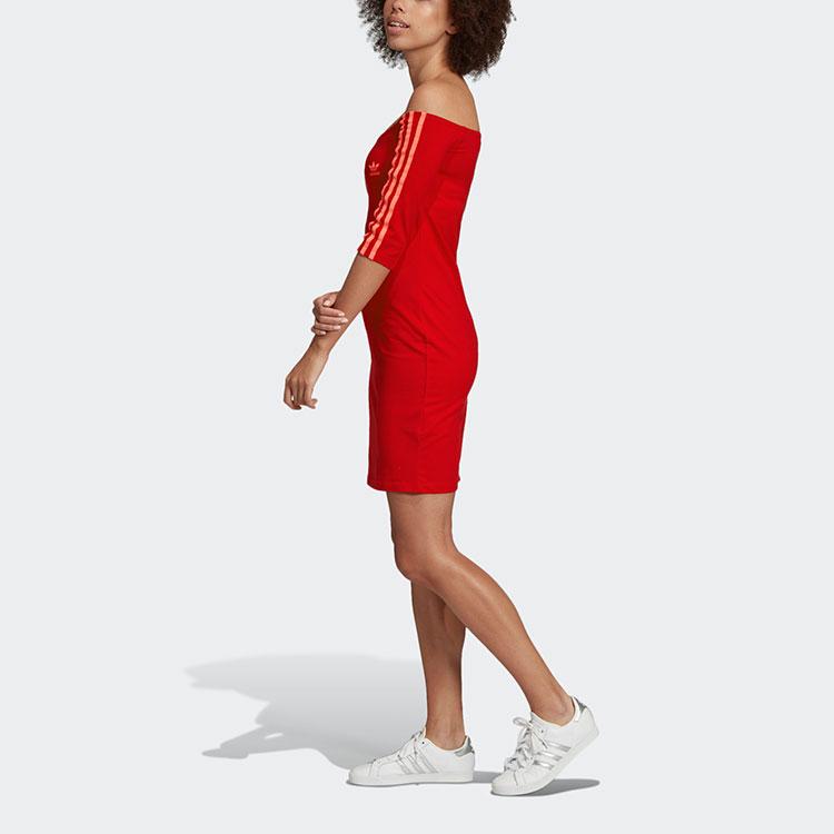 adidas Оригиналы Платье на плечо Женские платья Красный ED7522