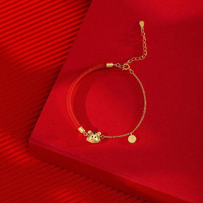Banyan Tree S925 Silver Tiger Red String Bracelet - 2022 Zodiac Niche Design