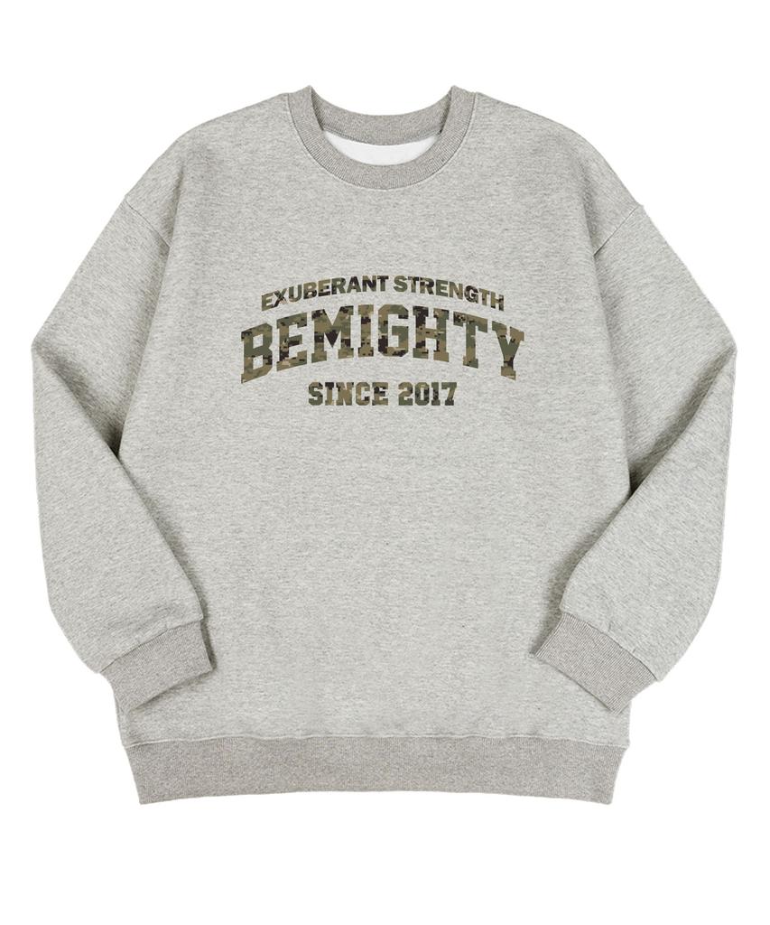 BEMIGHTY Camu Lettering Oversized Brushed Sweatshirt [Melan Grey]