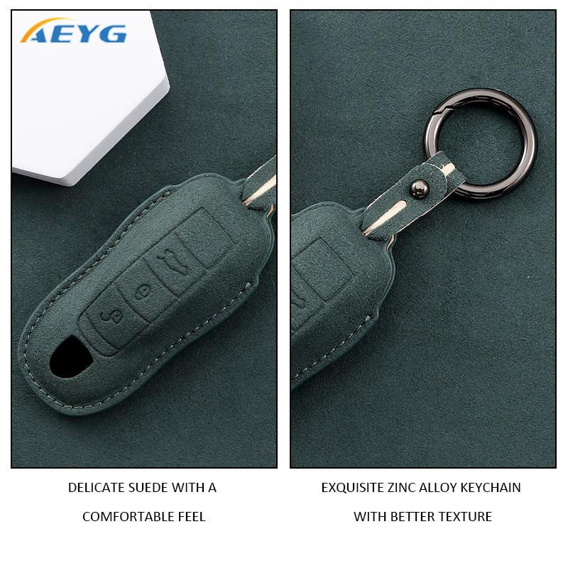 Leather Car Key Case Cover Fob for Porsche Panamera Cayenne Cayman 718 971 911 9YA Macan Boxster Carrera Taycan Accessories
