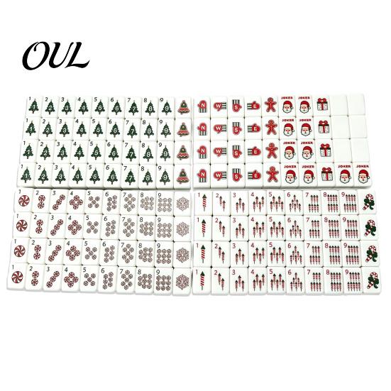 4 Layer Mahjong Tiles 160Pcs/Set Christmas American Tiles, Engraved Acrylic Kit, Mah-Jong Lovers Beginners Gifts Set