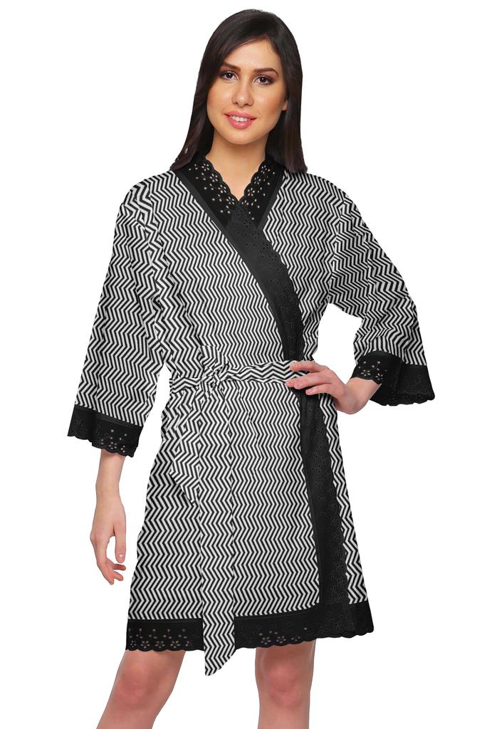 Moomaya Хлопковый набивной халат для женщин Кимоно Готовимся к подружке невестыКружева