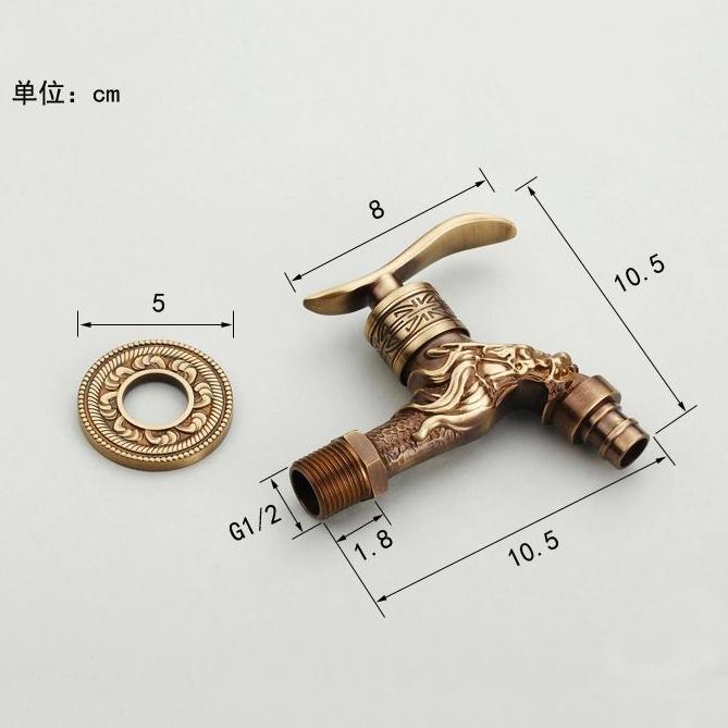 Bibcock Faucet For Outdoor Garden Brass Antique Bronze Washing Machine Faucet Wall Bathroom Mop Tap Toilet Cold Bibcock 18668