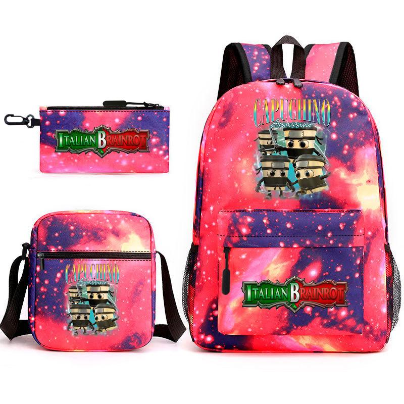 Tongtongsahur Cartoon Primary School Students Backpack Three-piece Set Abstract Foreign Shanhaijing Children's Schoolbag L