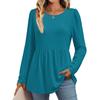 Women's Casual Fashion Long Sleeve Shirt Solid Color Tunic Top