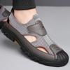 Fashion New Summer Sandals Breathable Men Shoes Leather & Mesh Outdoor Men Sandals Antiskid Beach Sandals Hollow Flats Footwear
