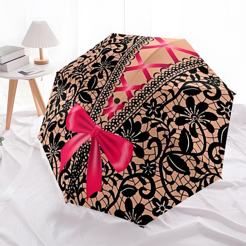 1pc Lace Corset Automatic Folding Umbrella, 8-Rib Iron Frame, Casual Outdoor Accessory for Birthday Festival Gifts yy251128173