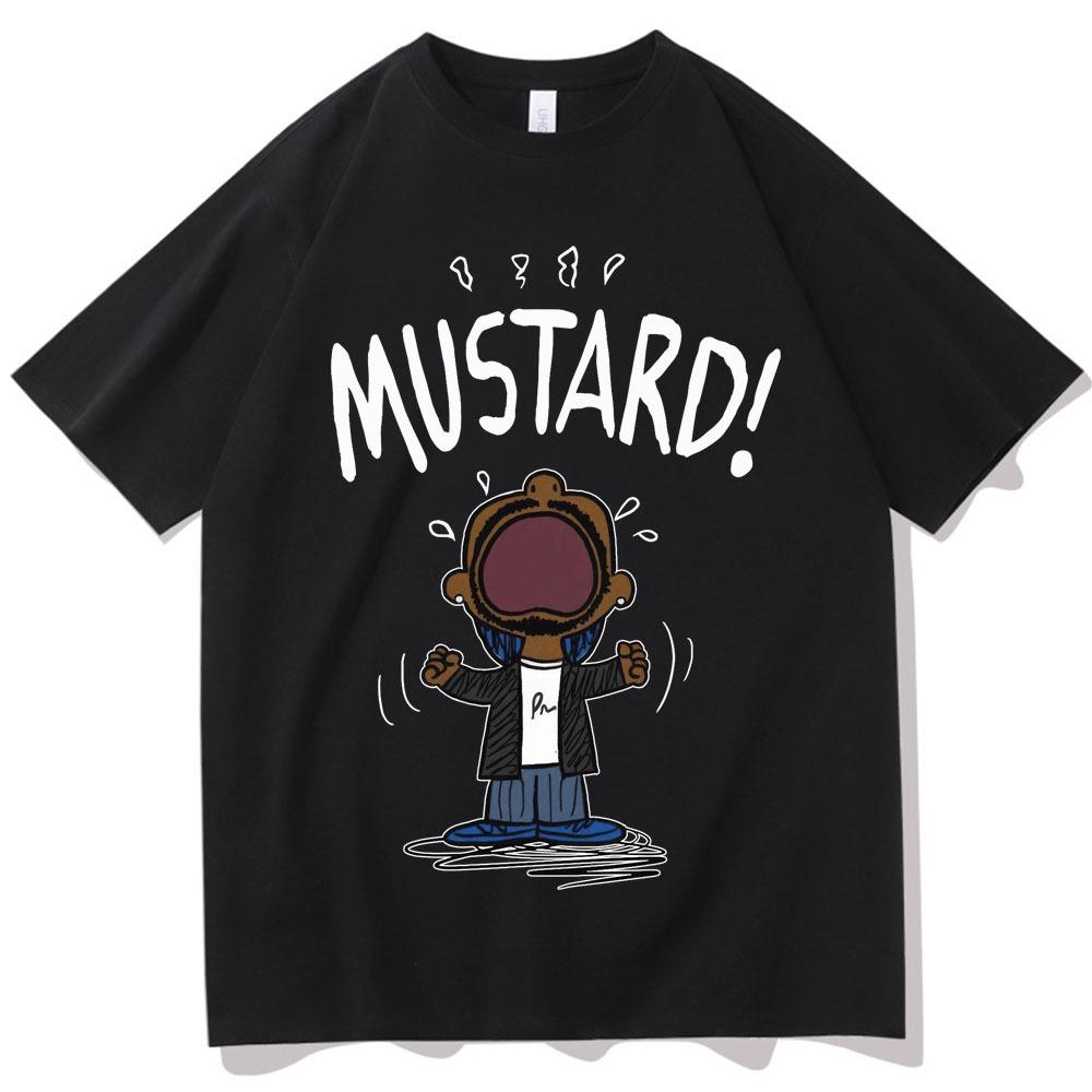 Funny Kendrick Lamar MUSTARD Meme TShirt Unisex Short Sleeve Hip Hop Cotton Graphic Summer Tee Loose Music Lover Apparel