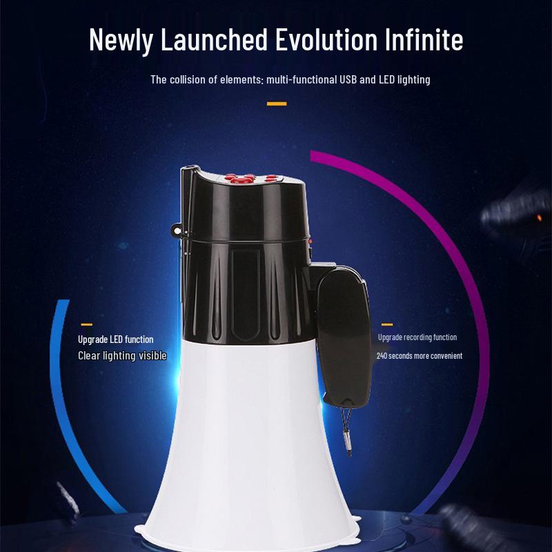 Мегафон Thunder King CR-66 Bluetooth со светодиодной подсветкой, слотом для USB-карты и функцией записи.