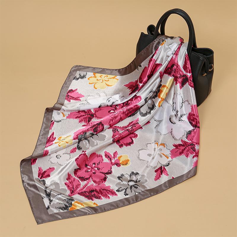 Luxury Printing 90*90cm Women Silk Scarf Satin Twill Square Big Shawl Elegant Headscarf Smooth Soft Neck Tie Bandana Scarves