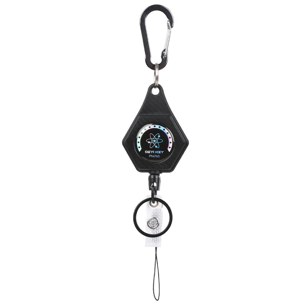 DEYI Retractable Keychain Carabiner ID Badge Holder with Belt Clip 32/82cm Steel Retractable Cord