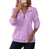 Women's Fashion Long Sleeve Solid Color Casual Collared Zipper Long Sleeve Pocket Sweatshirt