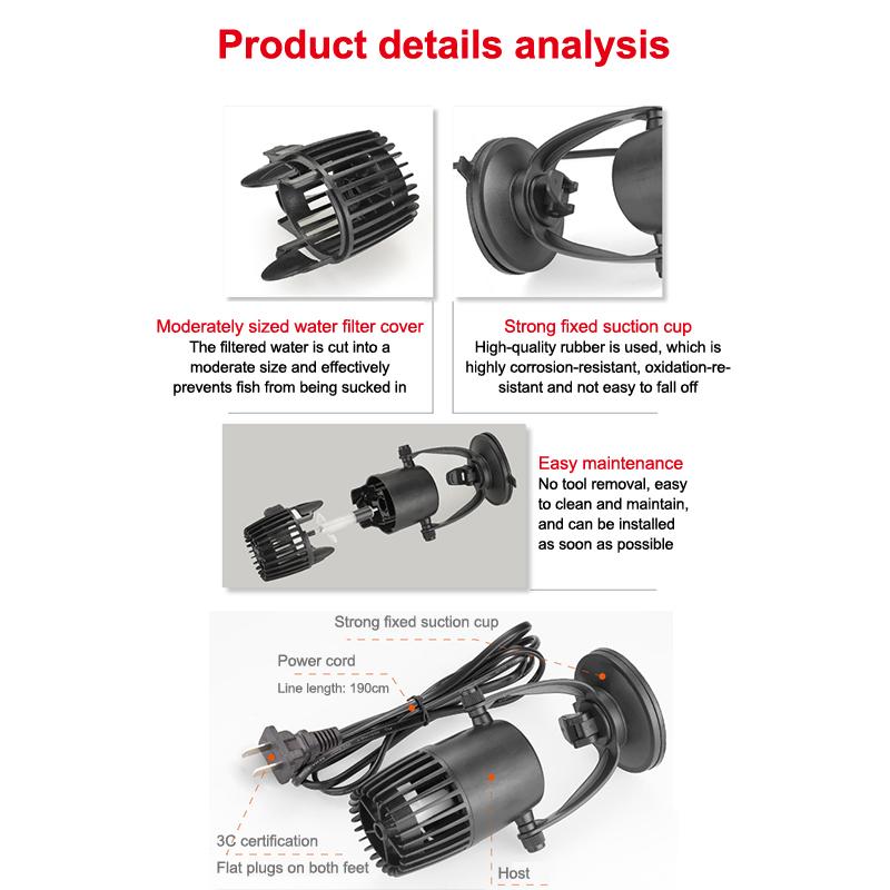 Помпа-волногенератор с одной головкой для аквариума, погружная аэрационная помпа 3 Вт, помпа для циркуляции воды, помпа для создания течения