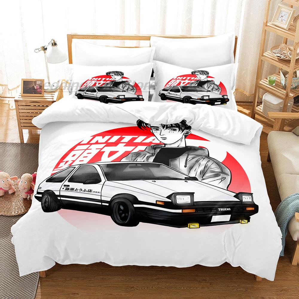 Initial D Ae86 Комплект постельного белья Single Twin Full Queen King Size Комплект постельного белья Aldult Kid Bedroom Duvetcover Sets 3D Anime Bed Sheet Set