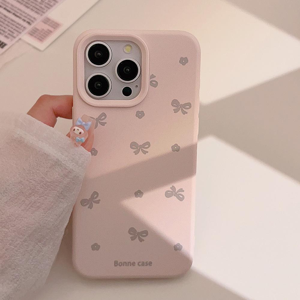 Bow Flowers Iphone15pro Max Silicone Soft Phone Case Apple 14 Suitable for 16 Anti Fall 13